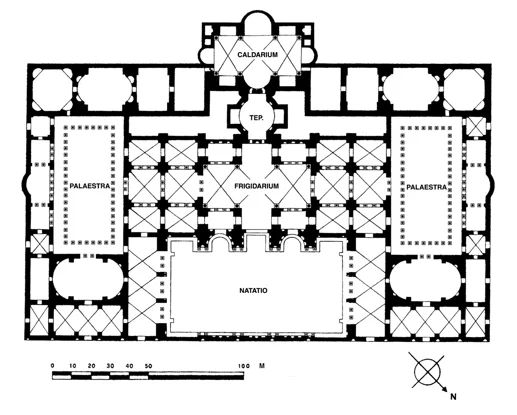 Figure 12.7  Rome, Baths of Diocletian (ad 298–306), bathing block: plan.